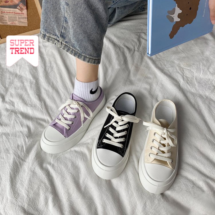 Giày Thể Thao Canvas Buộc Dây Thoải Mái Và Thời Trang