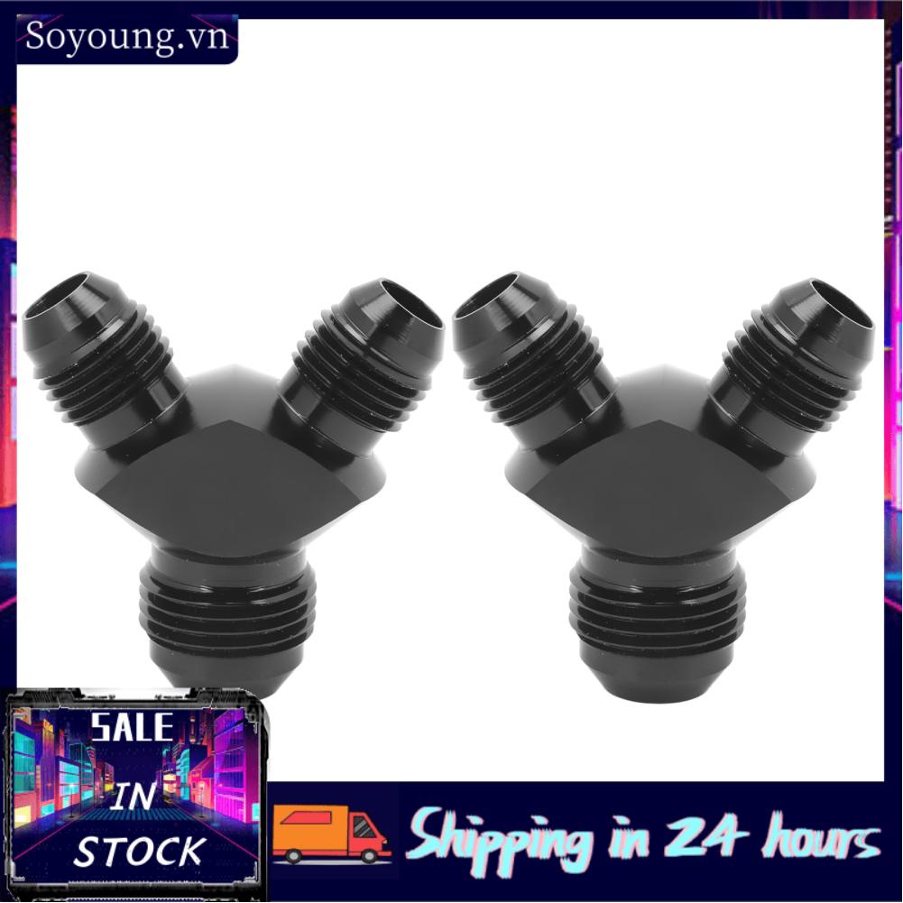 Soyoung Y Block Adapter Fitting  AN8 To 2AN6 2PCS Strong Sealing Black Universal for Fuel Pumps