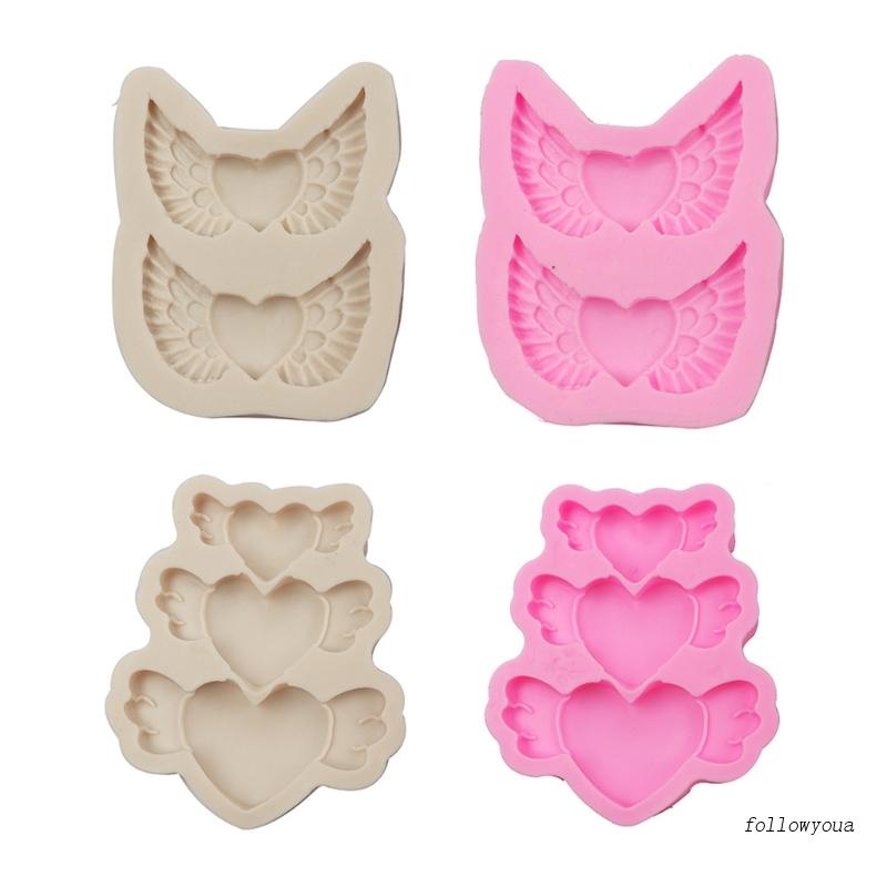 Khuôn Silicone Làm Bánh Hình Trái Tim Đôi Cánh Đáng Yêu