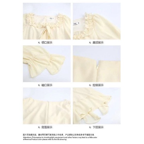 Annie is Not Hot Đầm Tay Dài Phối Ren Hoa Sen Nhấn Eo Phong Cách Pháp Thời Trang Mùa Xuân 2023 Mới