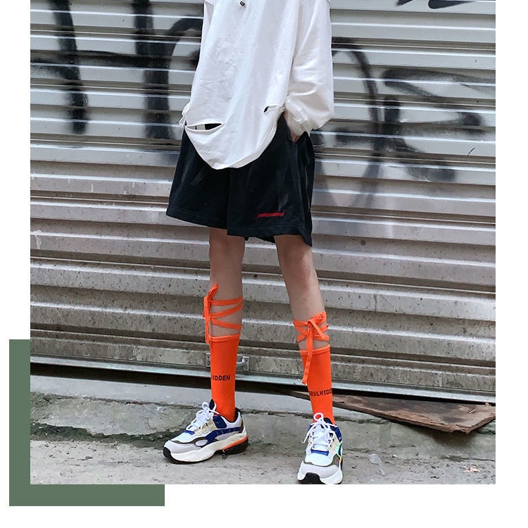 Hàng Mới Về Jiashucheng Vớ Dây Chéo Màu Xanh Lá Dạ Quang Thời Trang Thu Đông Mới Cho Nữ