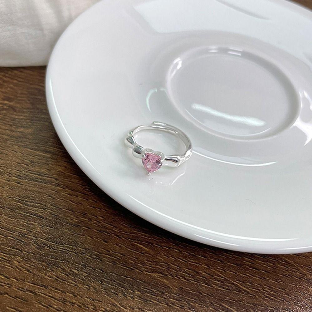 Nhẫn Hở Hình Vuông / Trái Tim Tinh Tế WMES15H Phong Cách Hàn Quốc Cho Nữ