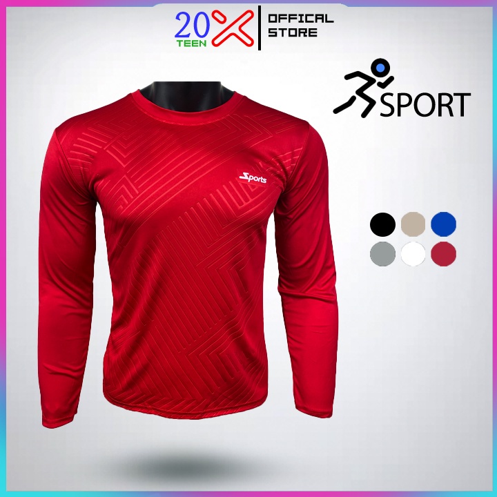 Áo thun nam cổ tròn tay dài thể thao thun lạnh đẹp cao cấp dập vân 20X21X