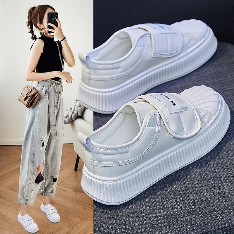 Giày Thể Thao Trắng Quai Dán Phong Cách Hàn Quốc Thời Trang Mùa Xuân Mới Cho Nữ Sinh Crush119