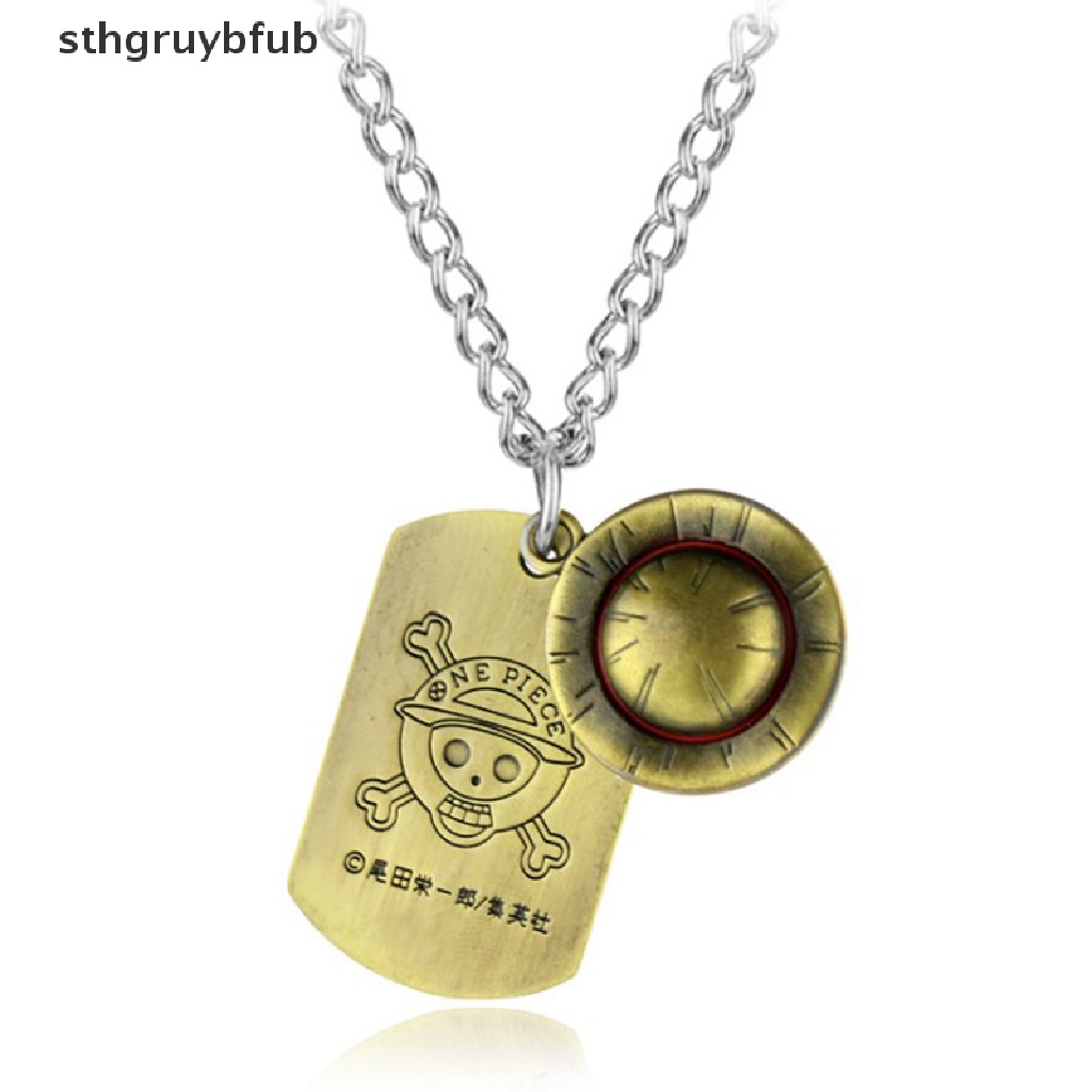 1 Vòng cổ Mặt Thẻ Hình Nhân Vật Luffy Đội Nón Rơm Và Logo Trong Phim One Piece