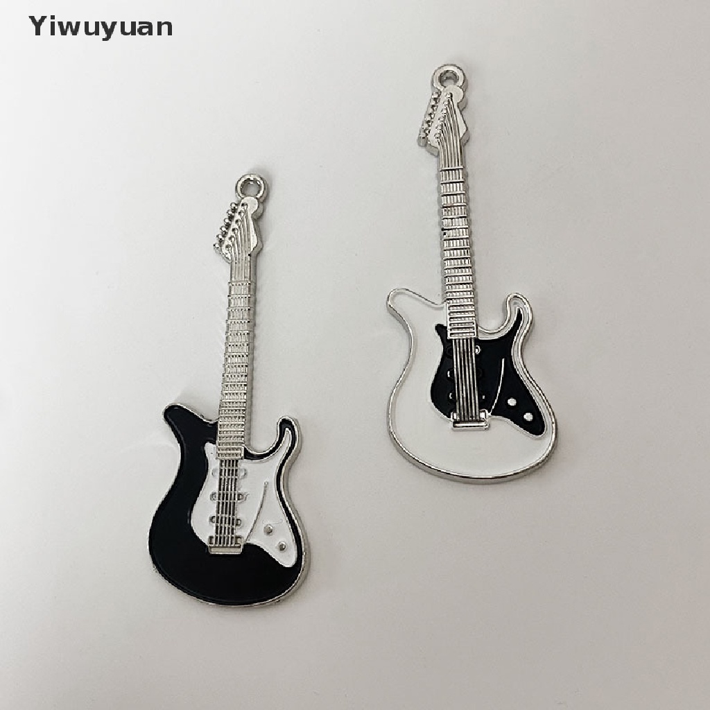 < Yiwuyuan > Y2K Kẹp Tóc Phụ Kiện Trang Sức Hình Đàn Guitar Trắng Đen Đáng Yêu Có Khóa Cài