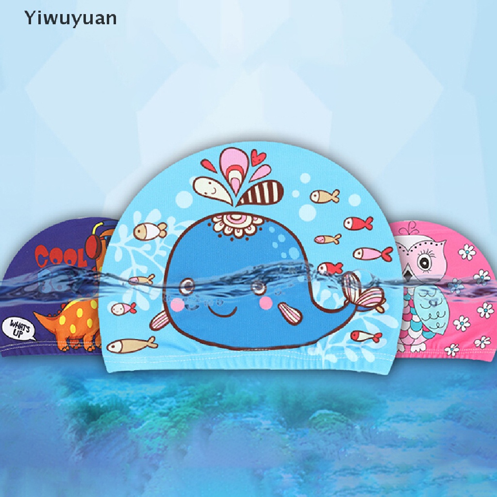 < Yiwuyuan > Mũ Bơi Co Giãn In Hình Hoạt Hình Dễ Thương Bảo Vệ Tai Cho Bé Giảm Giá