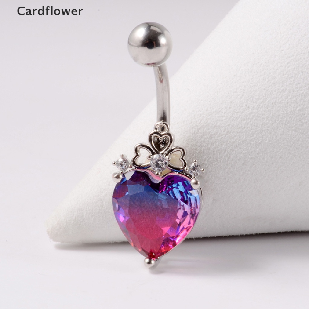1 Khuyên Rốn Thép Phẫu Thuật Đính Đá Zircon Hình Trái Tim Dễ Thương