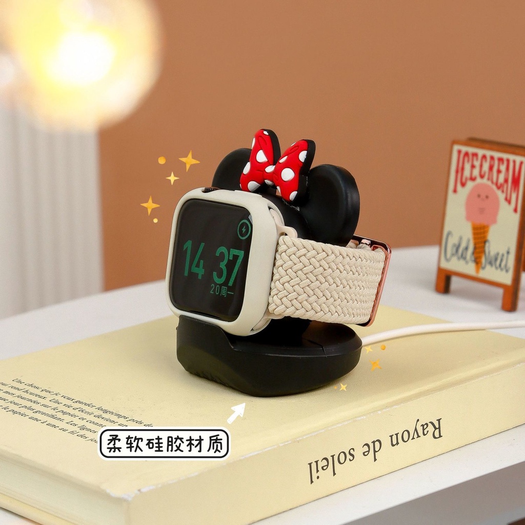 Đế Sạc Bằng Silicon Hình Hoạt Hình 3D Cho Apple Watch Ultra se Series 8 7 6 5 4 3 2 1