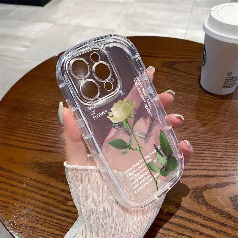 ✅Ốp Điện Thoại Dẻo Trong Suốt Họa Tiết Hoa Hồng Trắng Sang Trọng Chống Sốc Cho iPhone1411 / 13 xr78p / promax12xs D6QR