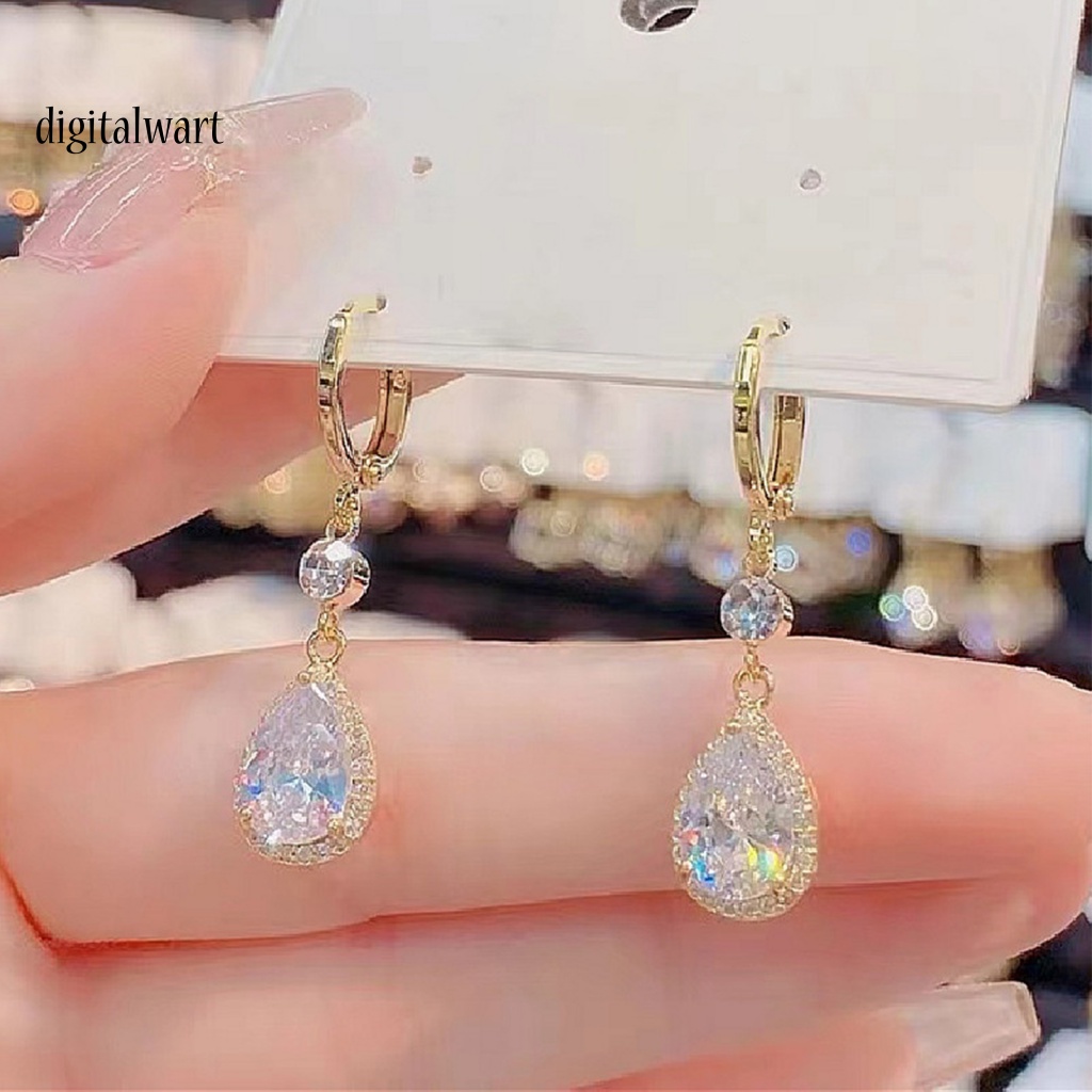 Kỹ Thuật Số| 1 Đôi Bông Tai Hình Giọt Nước Đính Đá Lấp Lánh Không Gây Dị Ứng Thời Trang Cho Nữ