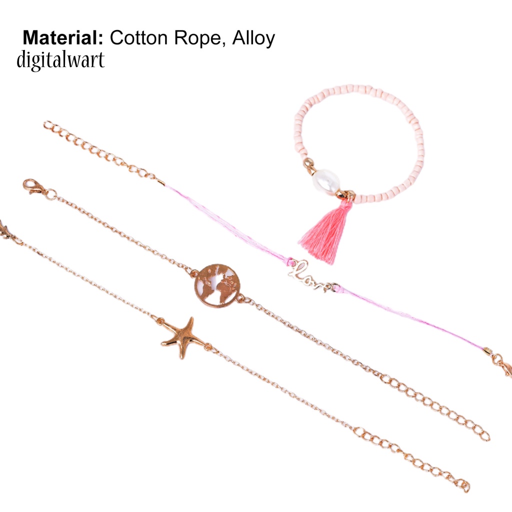 Kỹ Thuật Số| Set 5 Vòng Đeo Tay Họa Tiết Hoa Sen Rỗng Sáng Điều Chỉnh Được Cho Nữ