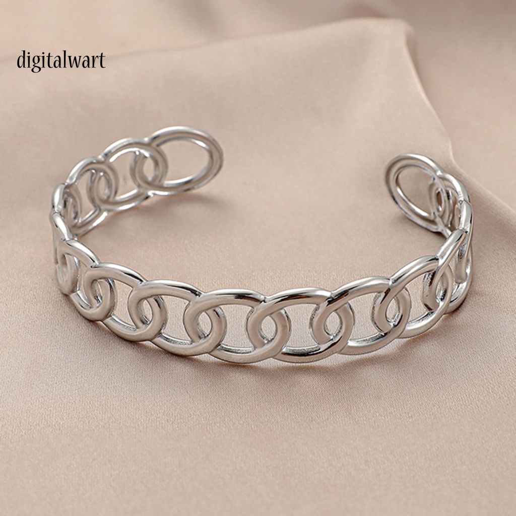 Kỹ Thuật Số| Vòng Đeo Tay Dạng Hở Bằng Thép Không Gỉ Hình Chữ C Phong Cách Pháp Cổ Điển Dành Cho Nữ