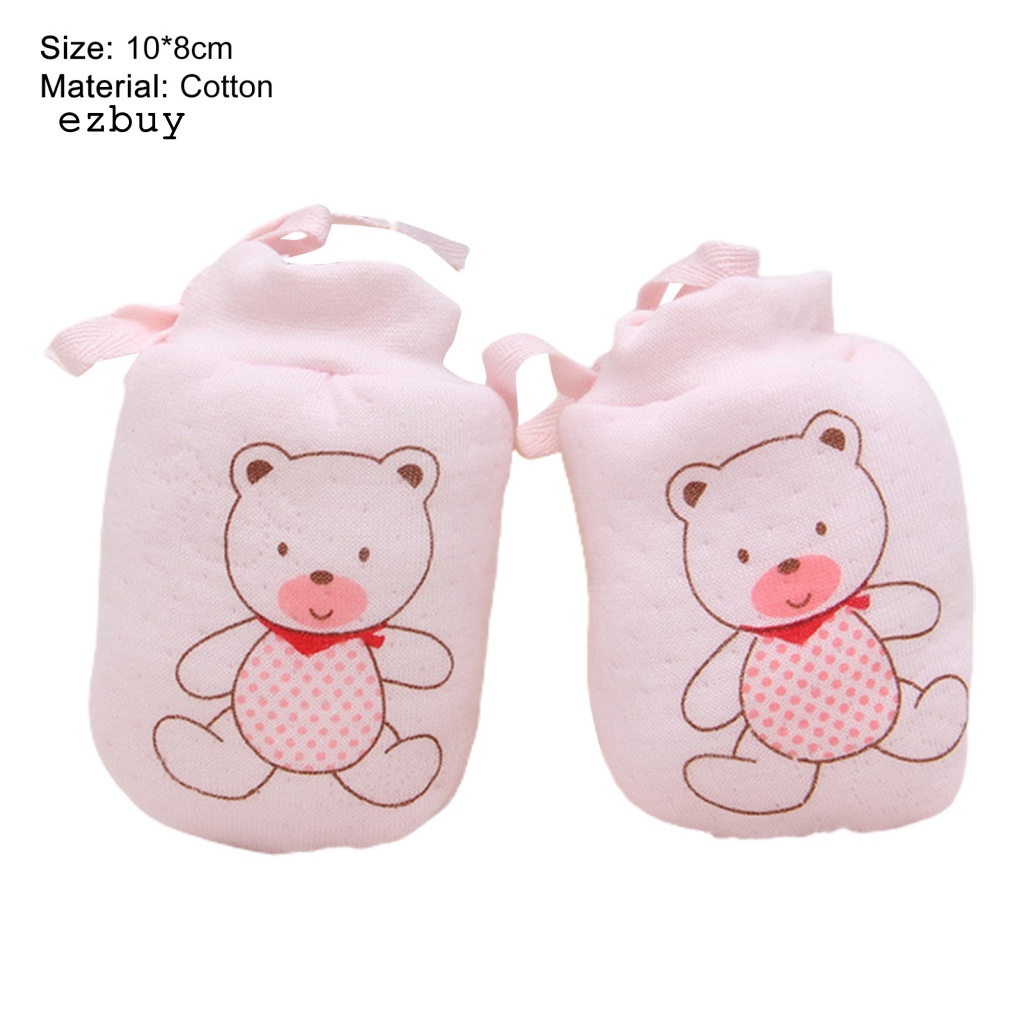 1 Đôi Găng Tay Thiết Kế Dây Rút Bảo Vệ Mặt Giữ Ấm Chống Trầy Xước Có Thể Điều Chỉnh Cho Bé