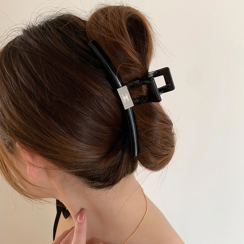 Kẹp Tóc Chữ C Lớn Màu Trắng Đen Phong Cách Cổ Điển Thời Trang Cho Nữ
