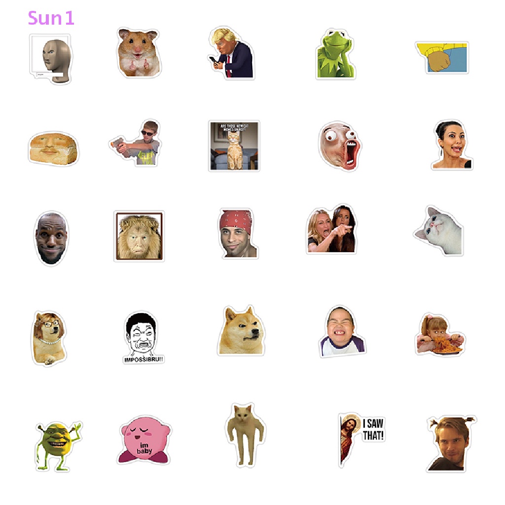 Set 50 Miếng Dán Hình Biểu Tượng Cảm Xúc Thời Trang Trang Trí Ván Trượt