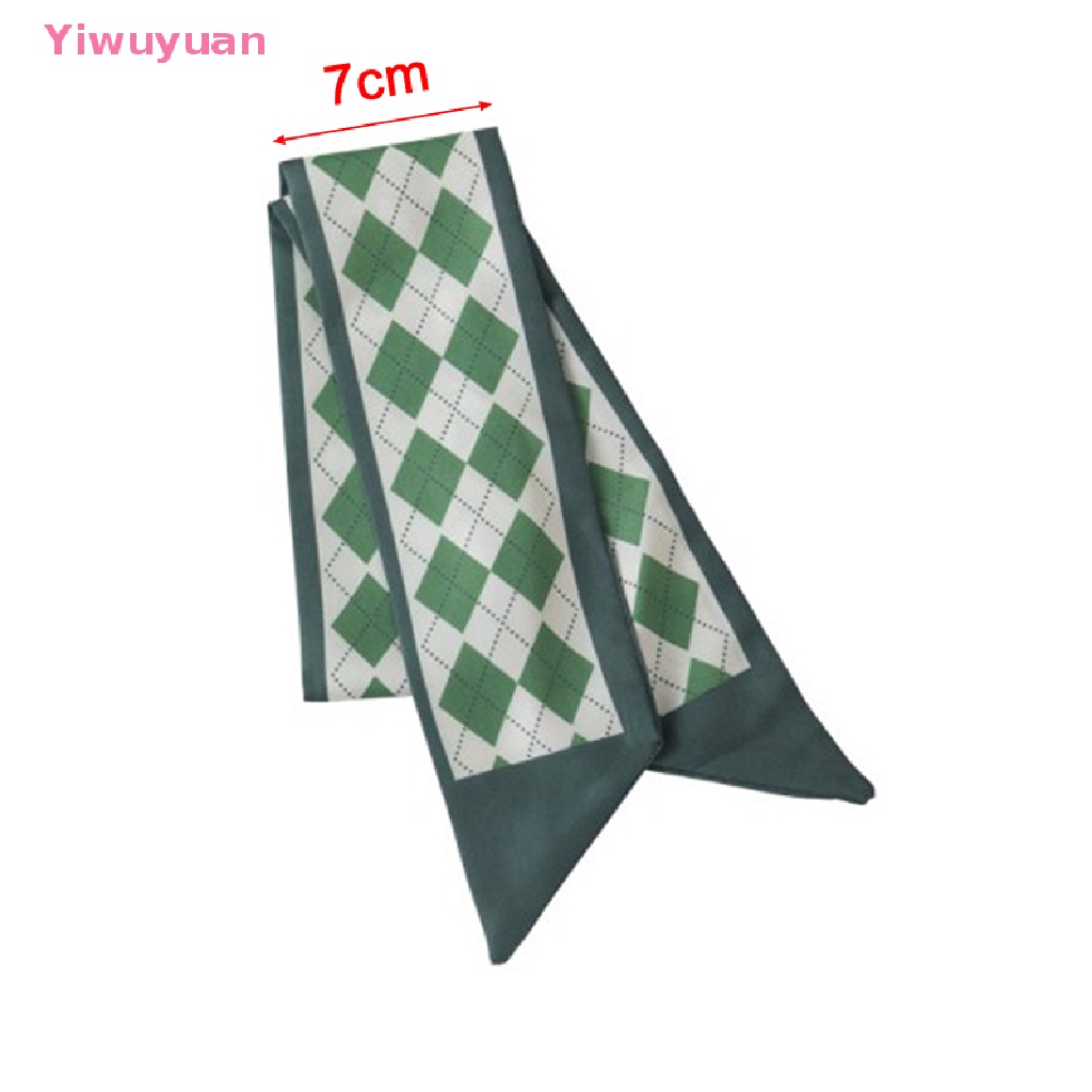 < Yiwuyuan > Khăn Choàng Lụa Voan Dài Ôm Dáng In Họa Tiết Hình Học Và Chữ Cái Hình Học Màu Xanh Lá