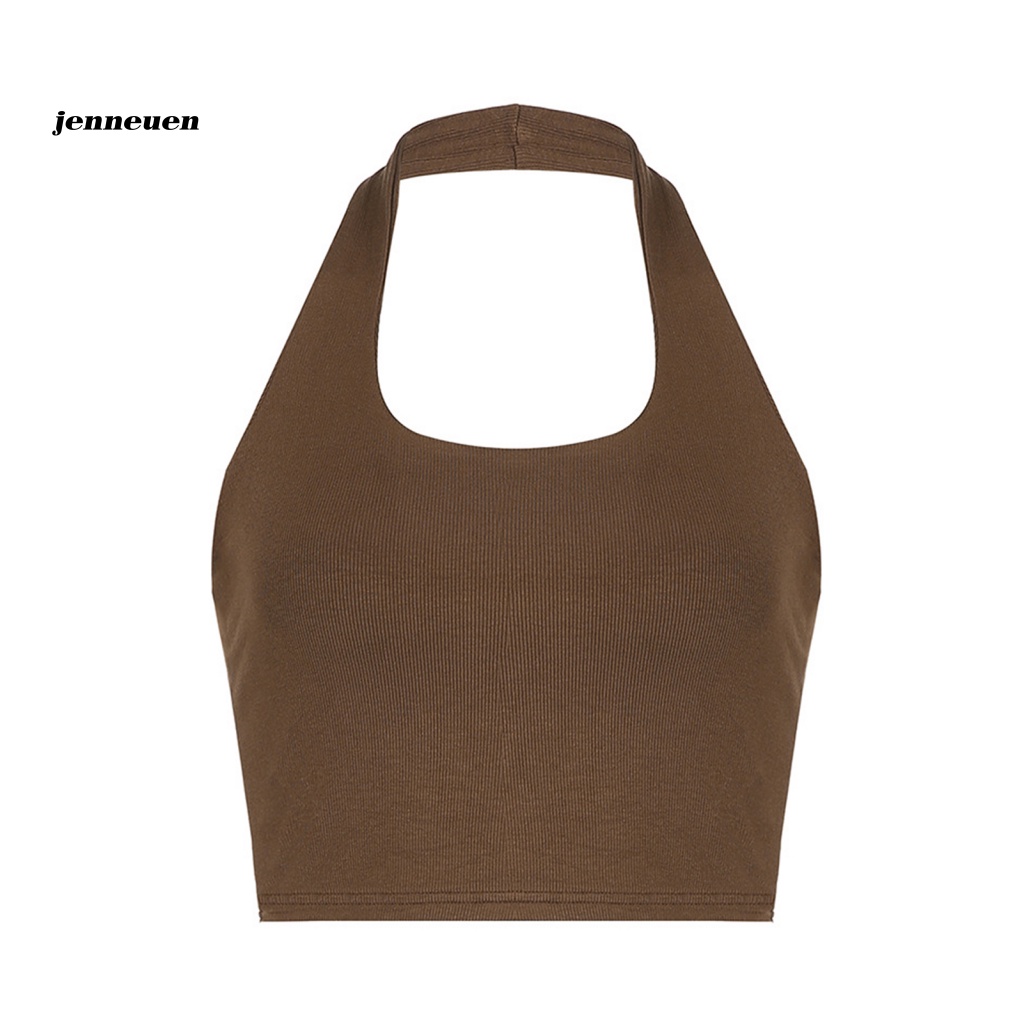 Áo Tank Top Không Tay Cổ Thuyền Hở Lưng Ôm Dáng Thiết Kế Cắt Hở Lưng Thoáng Khí Gợi Cảm Cho Nữ