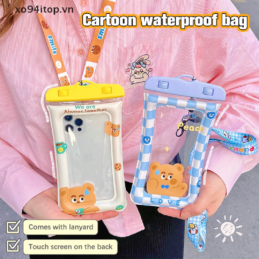 Túi Đựng Điện Thoại Trong Suốt Chống Nước Chống Bụi Họa Tiết Hoạt Hình Có Thể Chạm Màn Hình Cảm Ứng