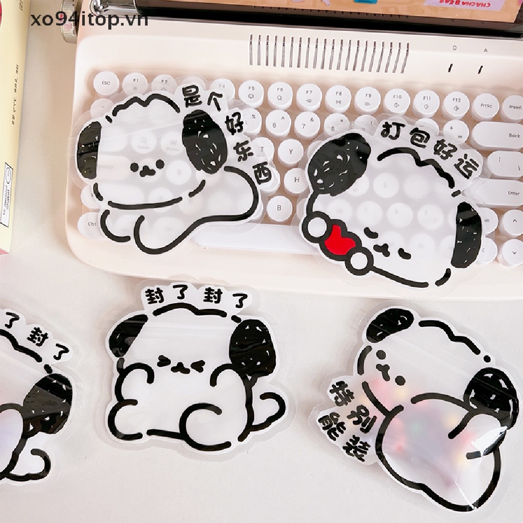Xoitop Set 5 Túi Zip Nhỏ Bằng Nhựa Poly Trong Suốt In Hình Chú Chó Hoạt Hình Đựng Bánh Kẹo Trang Sức Có Thể Đóng Lại