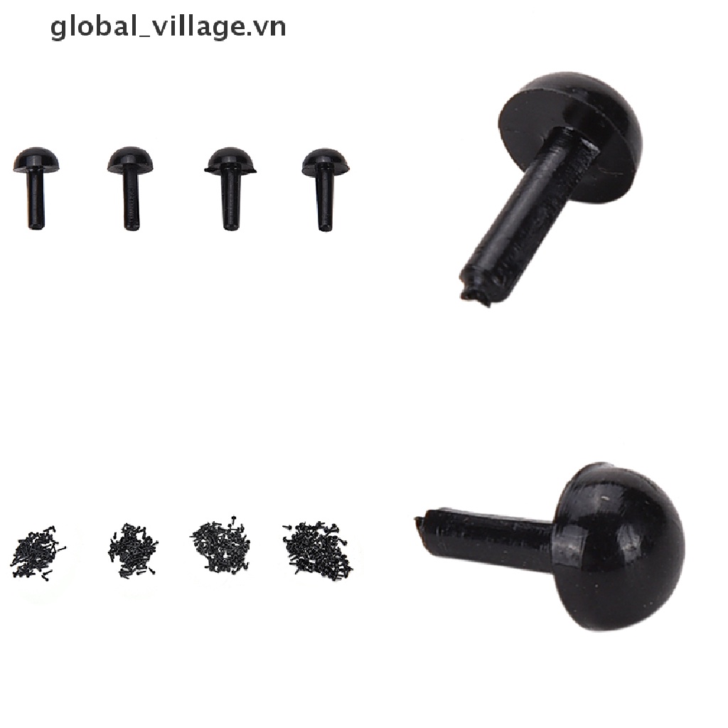 Set 100 Mắt Nhựa Màu Đen 4 Kích Cỡ Cho Búp Bê / Gấu / Thú Nhồi Bông DIY