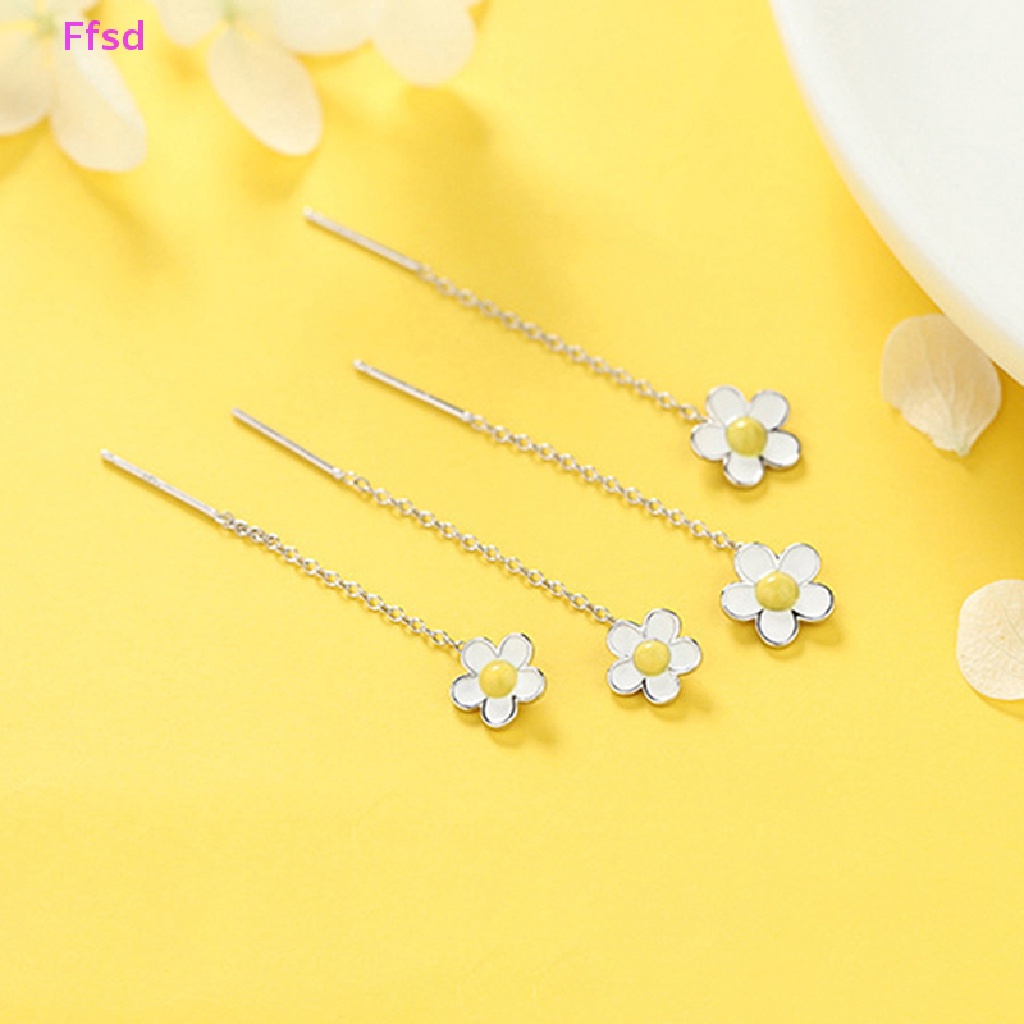 {Ffsd} Bông Tai Bạc 925 Tua Rua Hình Hoa Hướng Dương Cho Nữ * Hàng Bán Chạy