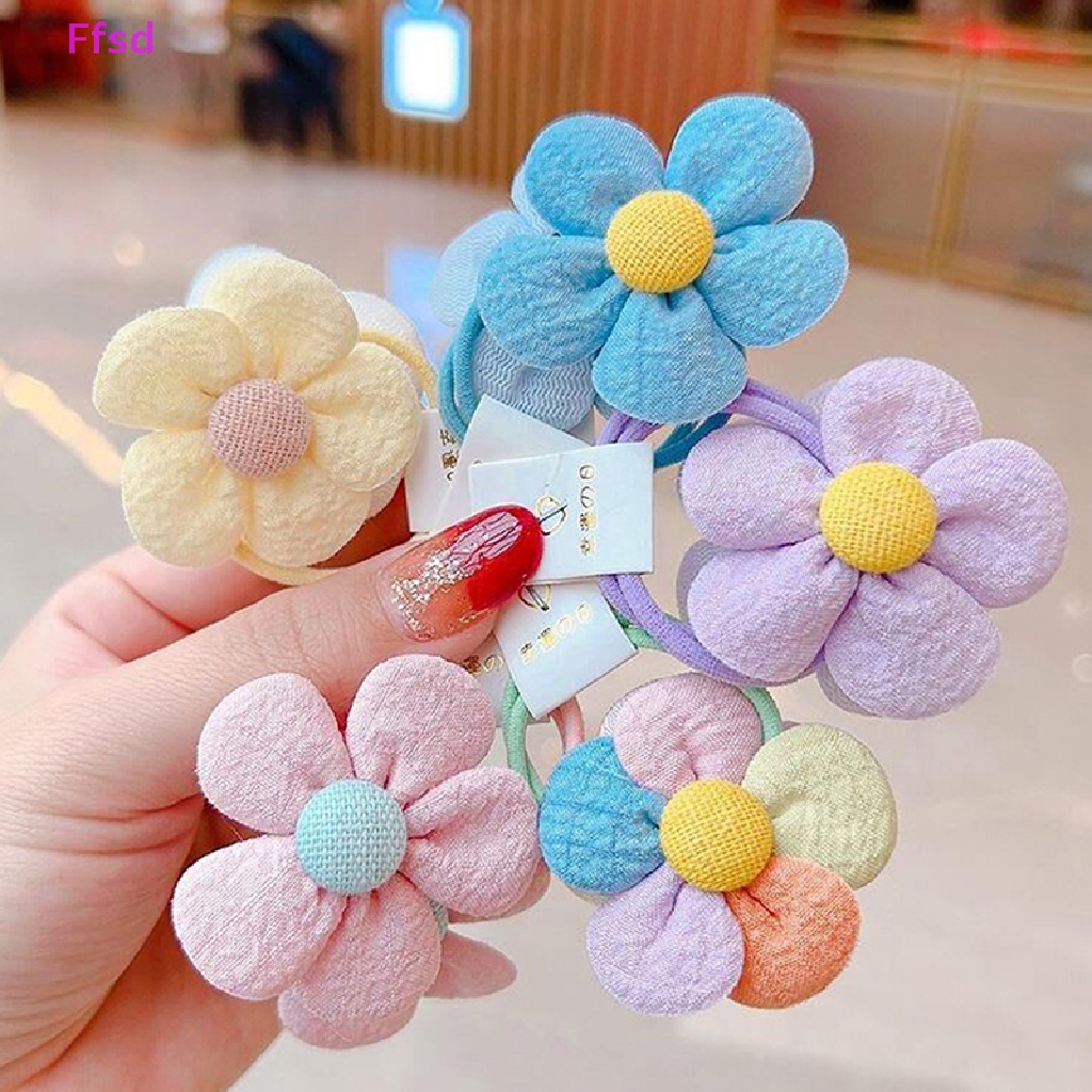 Dây Cột Tóc Co Giãn Họa Tiết Hoa Hoạt Hình Màu Kẹo Ngọt Cho Bé Gái