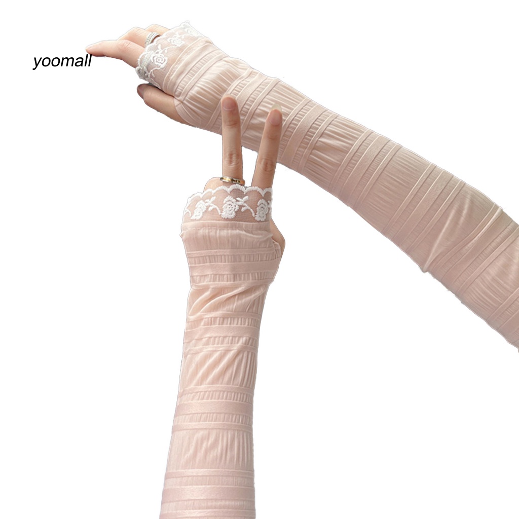 1 Cặp Ống Tay Áo Thấm Hút Mồ Hôi Thiết Kế Lỗ Chuyên Dụng Cho Chạy Bộ Đạp Xe Mùa Hè