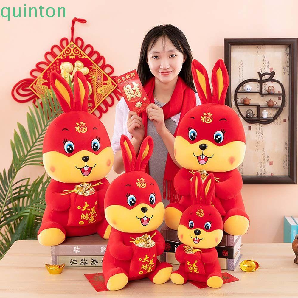 Thỏ Nhồi Bông Cotton Mềm Mại Phong Cách Trung Hoa Trang Trí Nhà Cửa