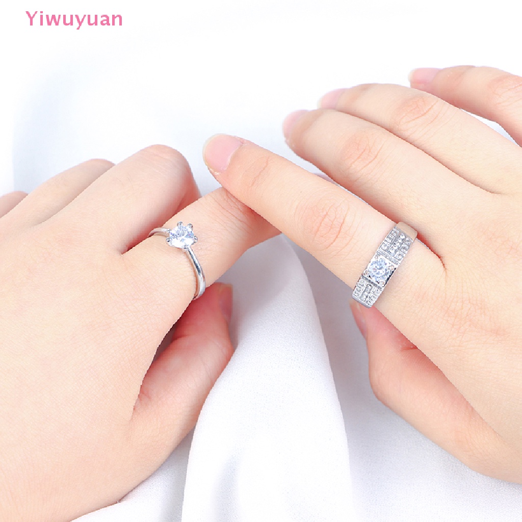 1 Cặp Nhẫn Đính Hôn Đính Đá Cổ Điển Có Thể Điều Chỉnh Kích Cỡ Mới