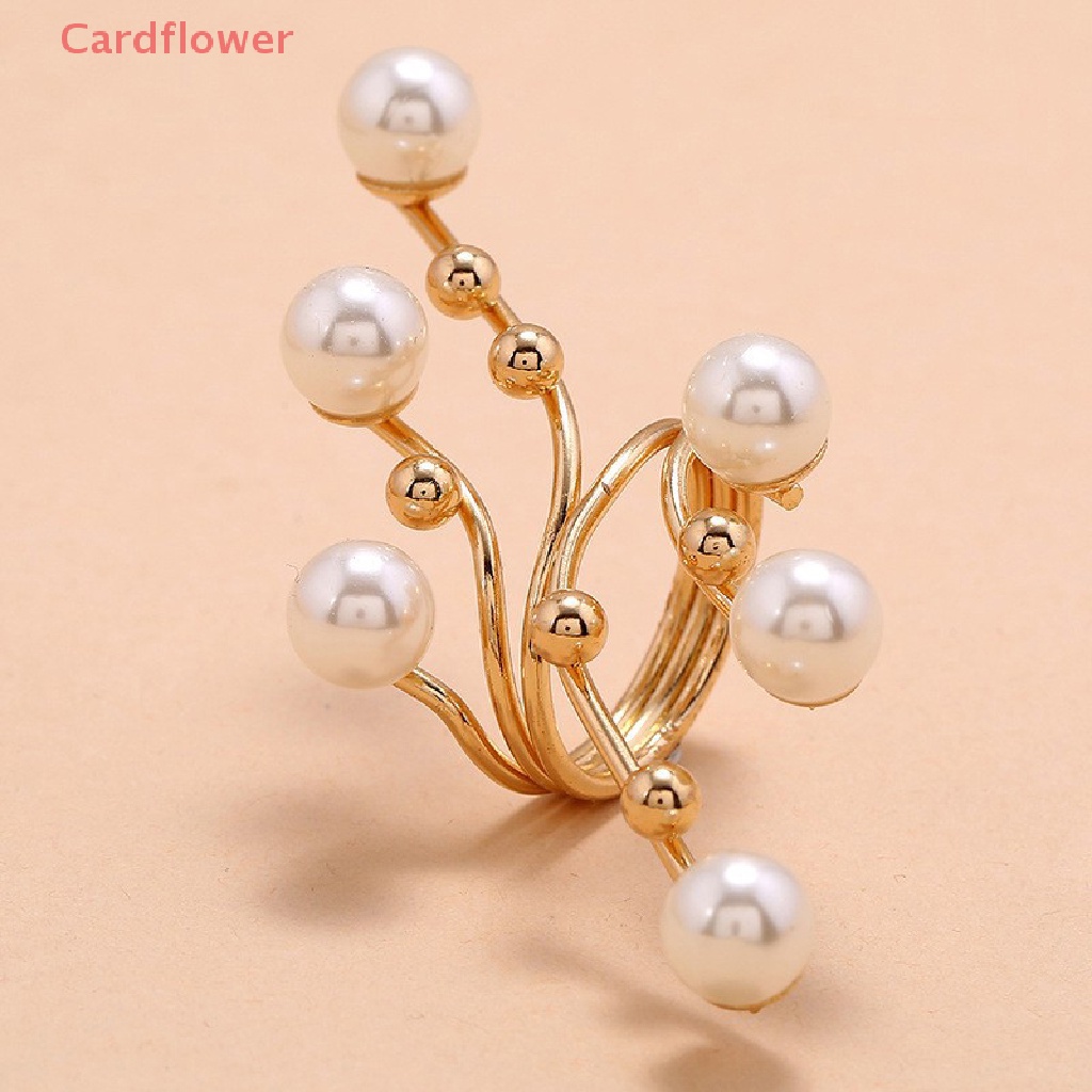 < Cardflower > Nhẫn Hai Lớp Đính Ngọc Trai Lớn Thanh Lịch Thời Trang Dự Tiệc Bán Chạy Dành Cho Nữ