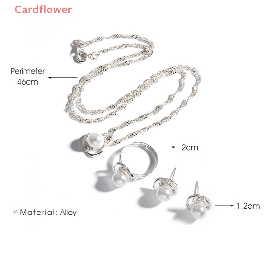 Bộ Vòng cổ + Nhẫn + Bông Tai Mạ Bạc Hình Hoa &amp; Bướm Đính Ngọc Trai Nhân Tạo Thời Trang Cho Nữ