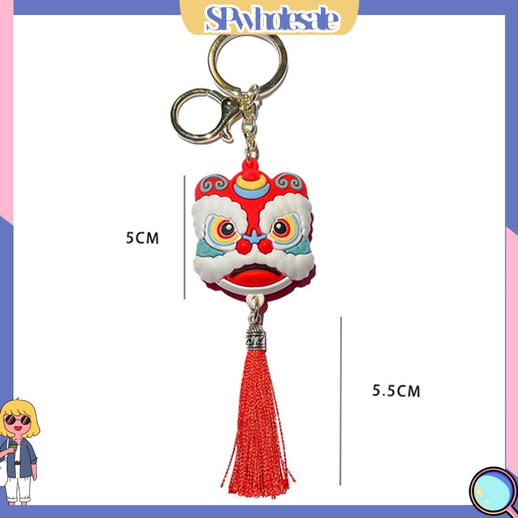 <SPwholesale> Móc Khóa Hình Sư Tử Tua Rua Dễ Thương Phong Cách Trung Hoa Cho Túi Xách Tay