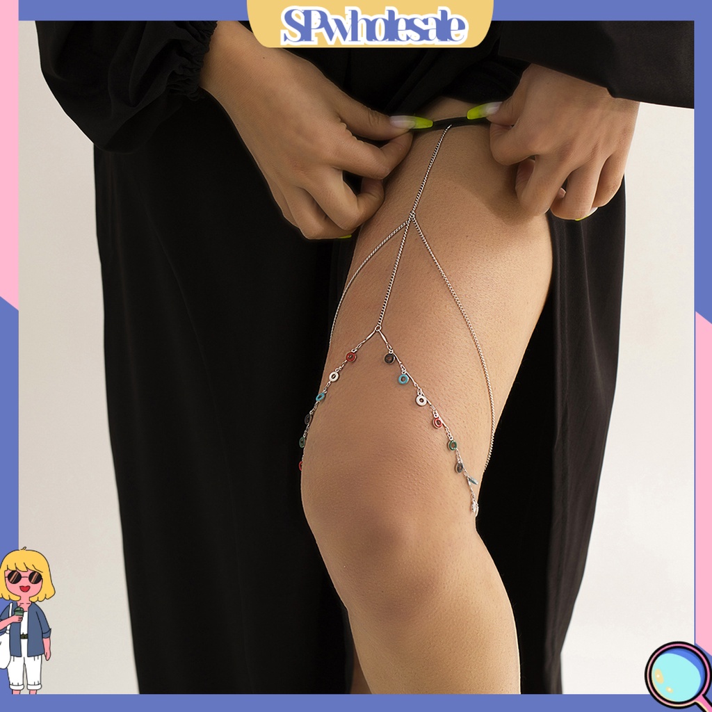 &lt;SPwholesale&gt; Vòng Đeo Đùi Hai Lớp Mạ Điện Nhiều Màu Sắc Phong Cách Bohemian Dành Cho Nữ Dự Tiệc