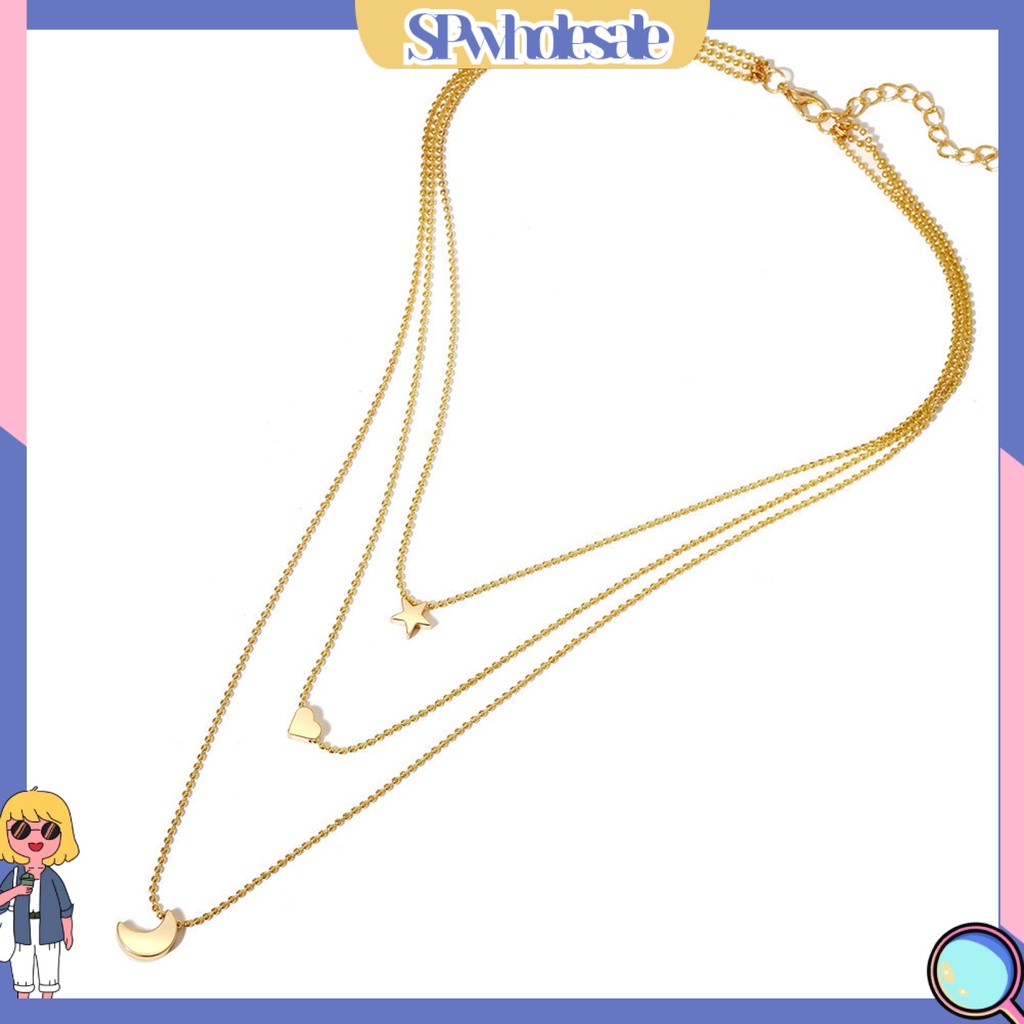 &lt;SPwholesale&gt; Vòng cổ Nhiều Lớp Hình Ngôi Sao Bằng Thép Không Gỉ Thời Trang Cho Nữ