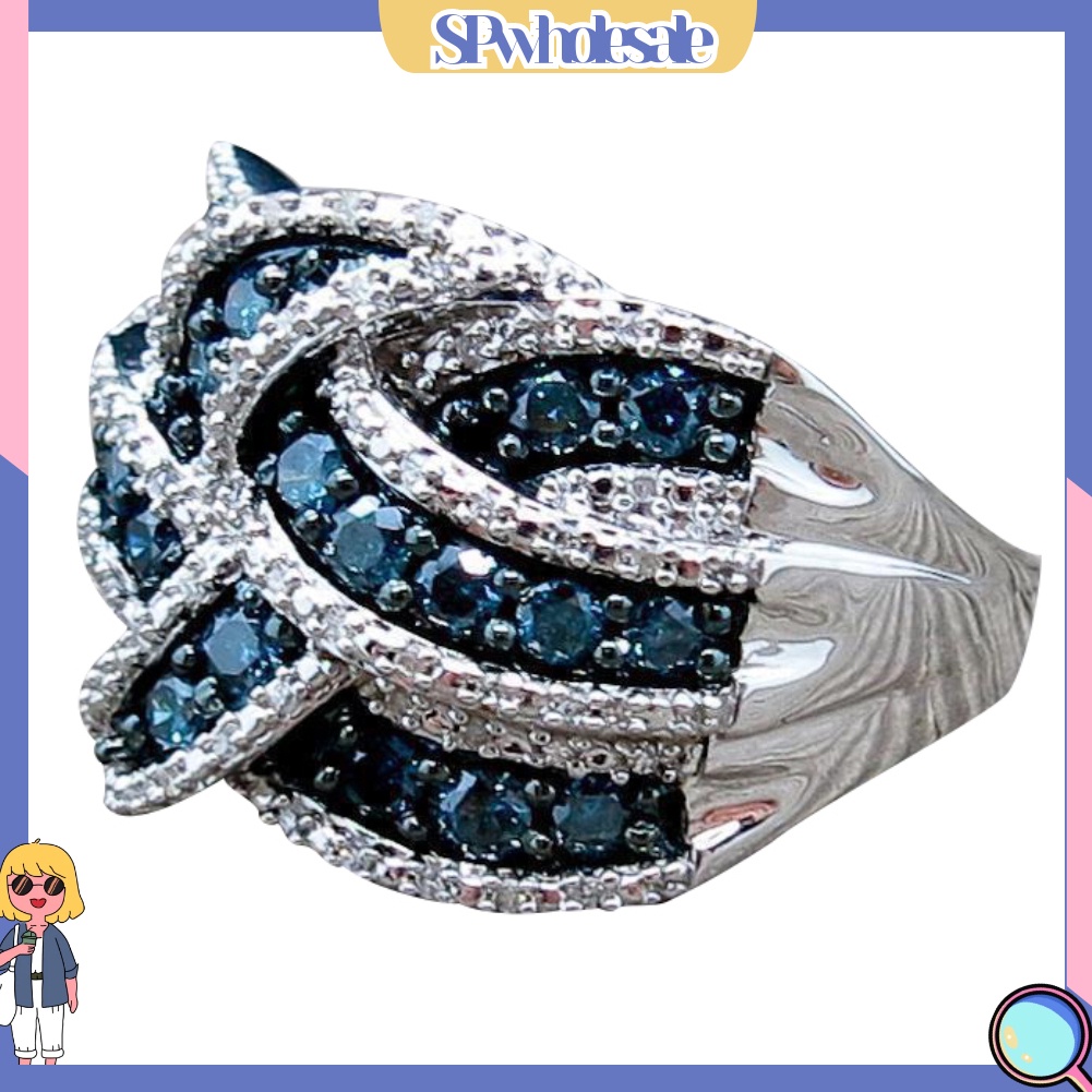 <SPwholesale> Nhẫn Đính Hôn Đính Đá Sapphire Nhân Tạo Thời Trang Cho Nữ