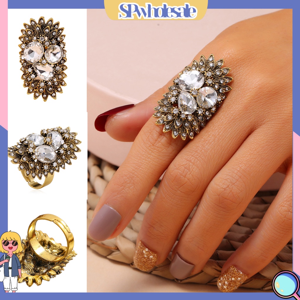 <SPwholesale> Nhẫn Hình Học Bohemian Cổ Điển Tinh Tế Có Thể Điều Chỉnh Mặc Hàng Ngày Cho Nữ