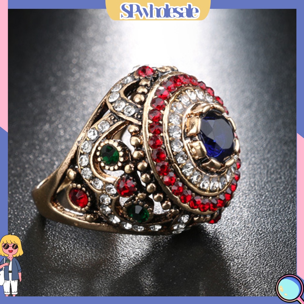 <SPwholesale> Nhẫn Tròn Đính Đá Nhiều Màu Sang Trọng