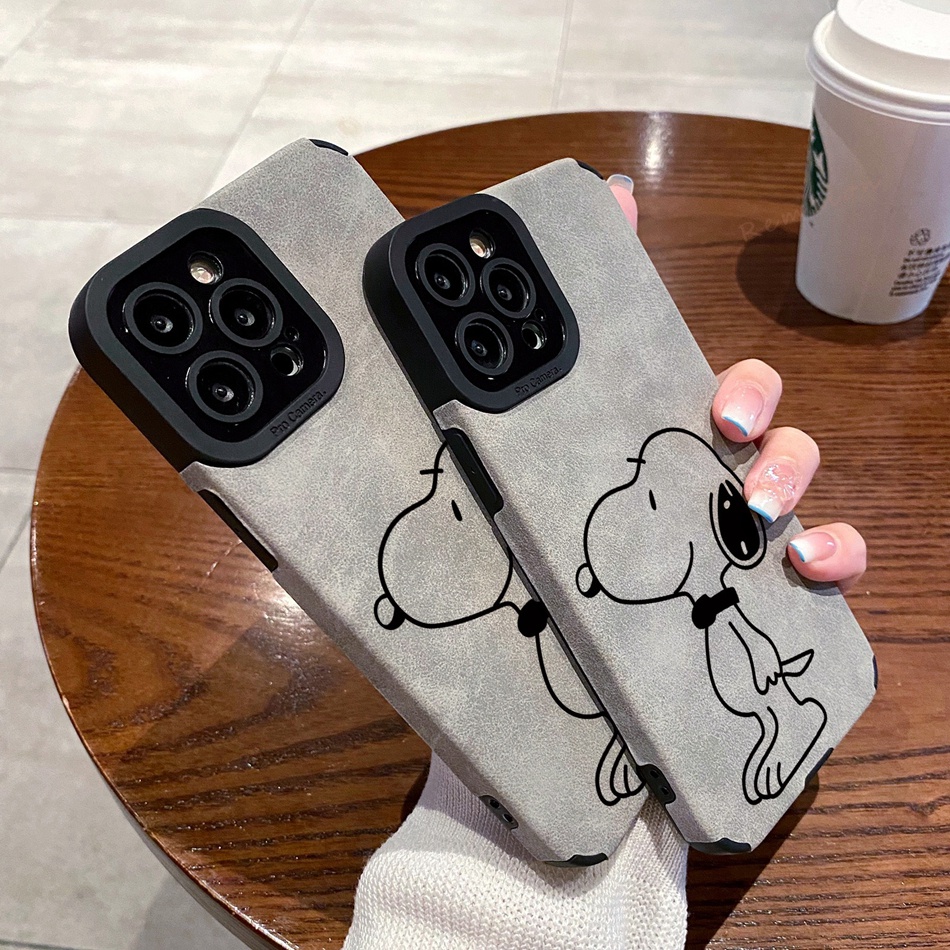 Ốp Điện Thoại Da Silicon Dẻo Hình Snoopy Cho iPhone 11 12 13 14 Pro MAX 11Pro 13Pro 7 8 Plus X XR XS MAX SE 2020