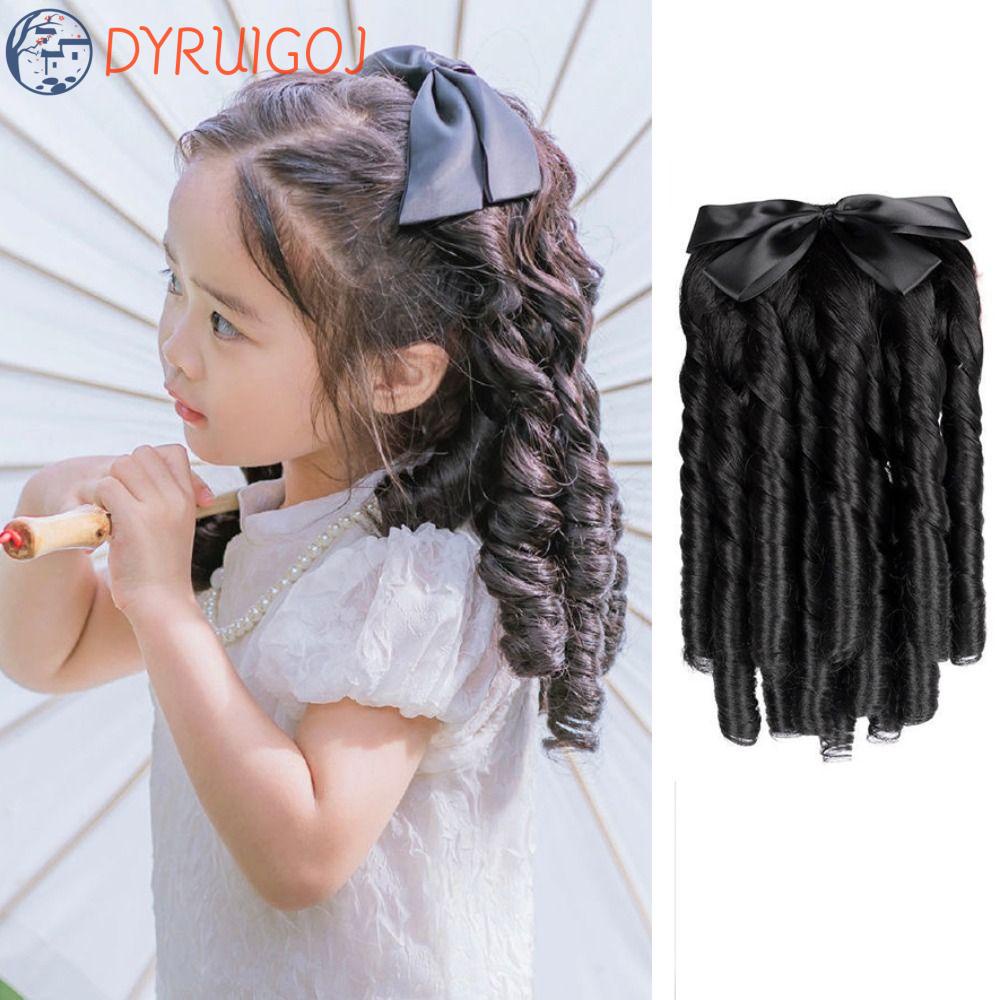 Dyruidoj Tóc Xoăn Đuôi Ngựa Nâu Tự Nhiên Bằng Sợi Tổng Hợp Chịu Nhiệt Cao Phong Cách Hoàng Gia Cho Bé Gái