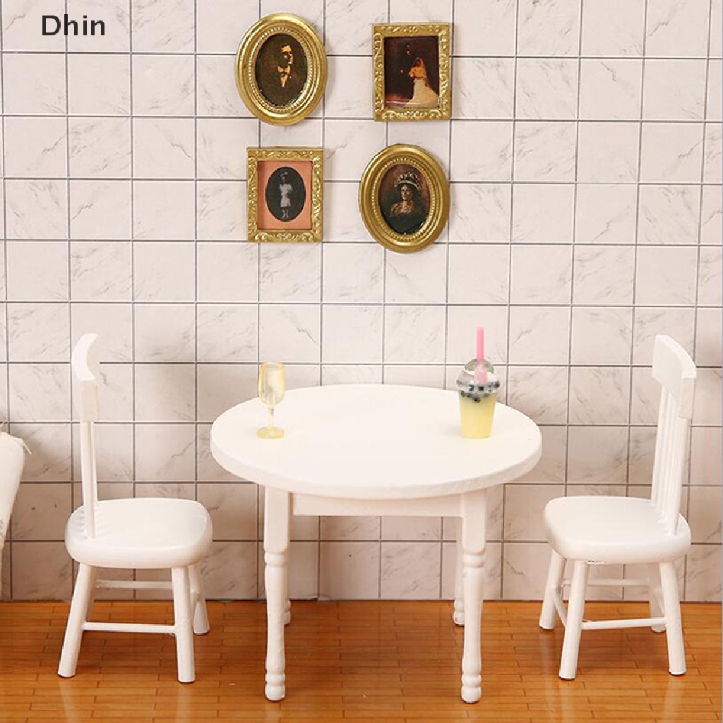 Mô Hình Bàn Ăn Màu Trắng Tỉ Lệ 1 / 12 Trang Trí Nhà Búp Bê
