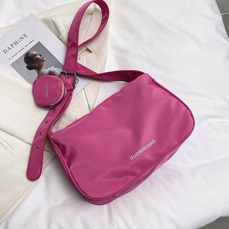 Túi Đeo Vai Mini Bằng Vải Nylon Màu Trơn Sức Chứa Lớn Thời Trang Mùa Xuân 2023 Dành Cho Bạn Nữ