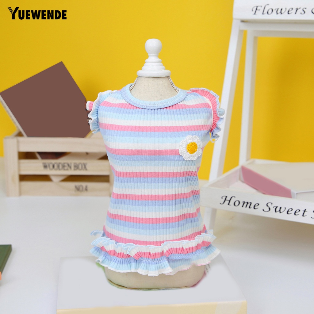 Yue.z Đầm Sát Nách Kẻ Sọc Thoáng Khí Mặc Hàng Ngày Cho Thú Cưng Edge