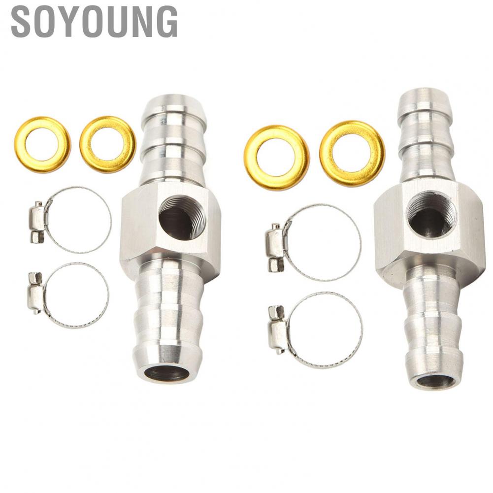 Soyoung Fuel Pressure Gauge Adapter  Easy Installation Line T Fitting 304 Stainless Steel 1/8‑27 NPT Port Leakage Proof for Gearboxes Coolant