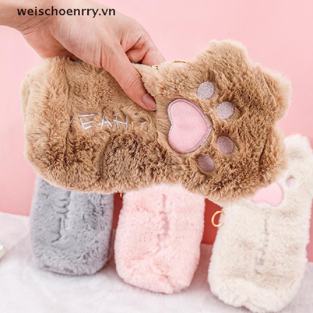 1 Túi Đựng Bút Hình Móng Vuốt Mèo Bằng Lông Nhung Kích Thước Lớn