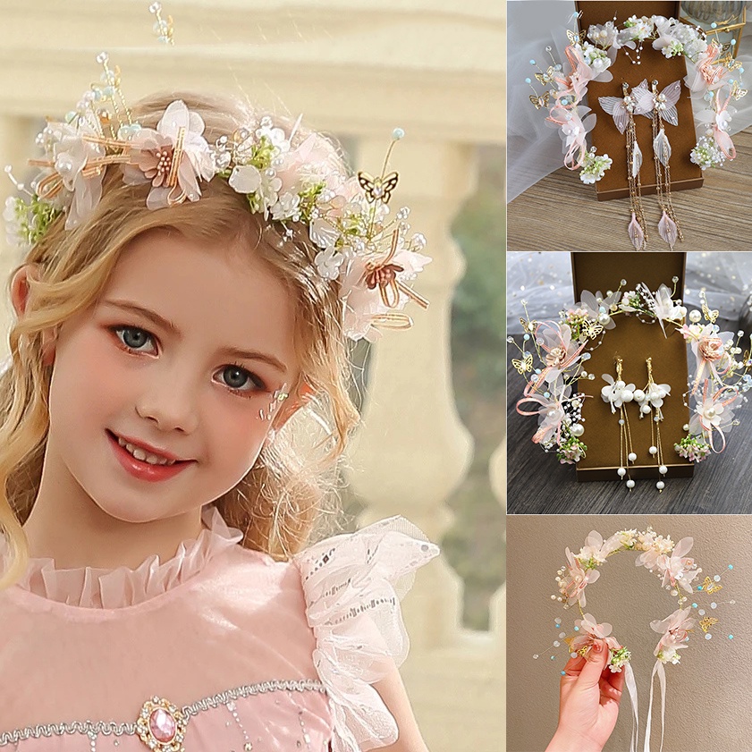 Băng Đô Cài Tóc + Bông Tai Co Giãn Đính Đá Phong Cách Bohemian Dành Cho Cô Dâu