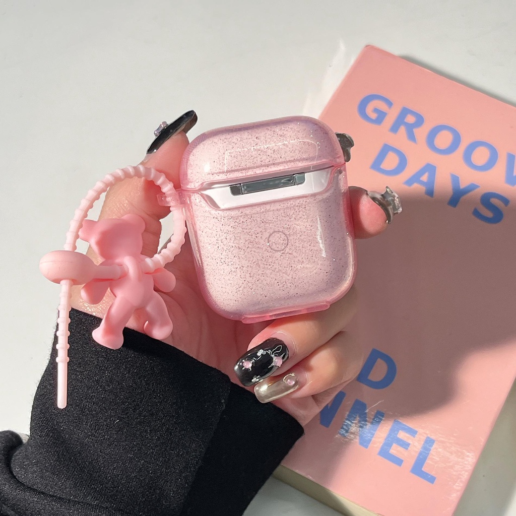Vỏ Bảo Vệ Hộp Sạc Tai Nghe Airpods 1 2 GEN 3 Pro2 2022 Bằng TPU Mềm Trong Suốt Hình Gấu Hoạt Hình Chống Thất Lạc