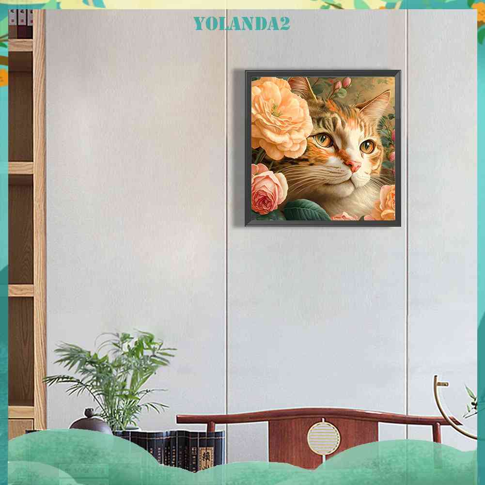 Tranh Đính Đá Kim Cương Toàn Bộ 5D DIY Hình Vẽ Mèo Trang Trí Nhà Cửa