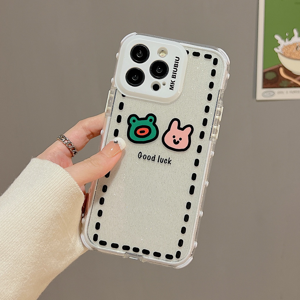 Ốp Điện Thoại TPU Dẻo Trong Suốt Họa Tiết Hoạt Hình Lấp Lánh Chống Sốc Cho iphone 14 13 11 12 Pro Max