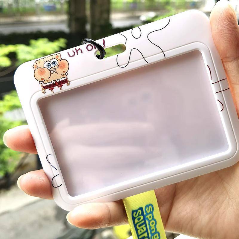 Vỏ Bọc Thẻ Sinh Viên Hình Spongebob Bản Ngang Kèm Dây Đeo Cho Cặp Đôi